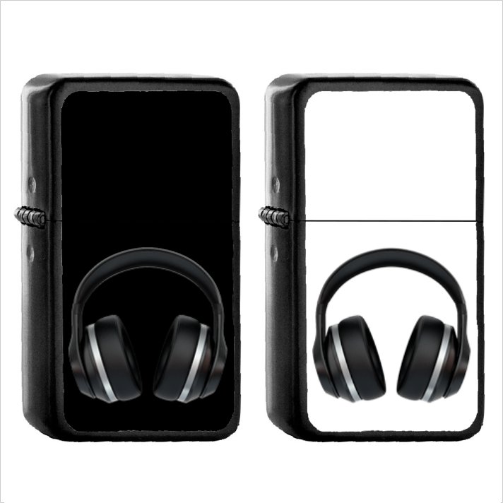 776 Headphone - (1pcs) Oil Windproof Black Emoji Emoticon Lighters