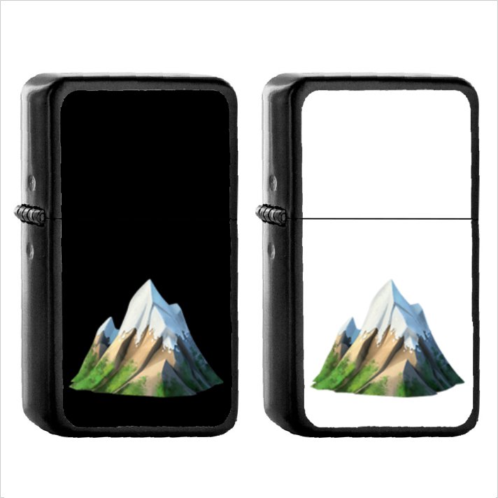 787 Snow Capped Mountain - (1pcs) Oil Windproof Black Emoji Emoticon Lighters