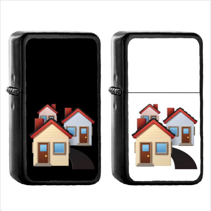 799 House Buildings - (1pcs) Oil Windproof Black Emoji Emoticon Lighters