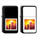832 Sunset Over Buildings - (1pcs) Oil Windproof Black Emoji Emoticon Lighters