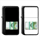 903 Banknote Euro Sign - (1pcs) Oil Windproof Black Emoji Emoticon Lighters
