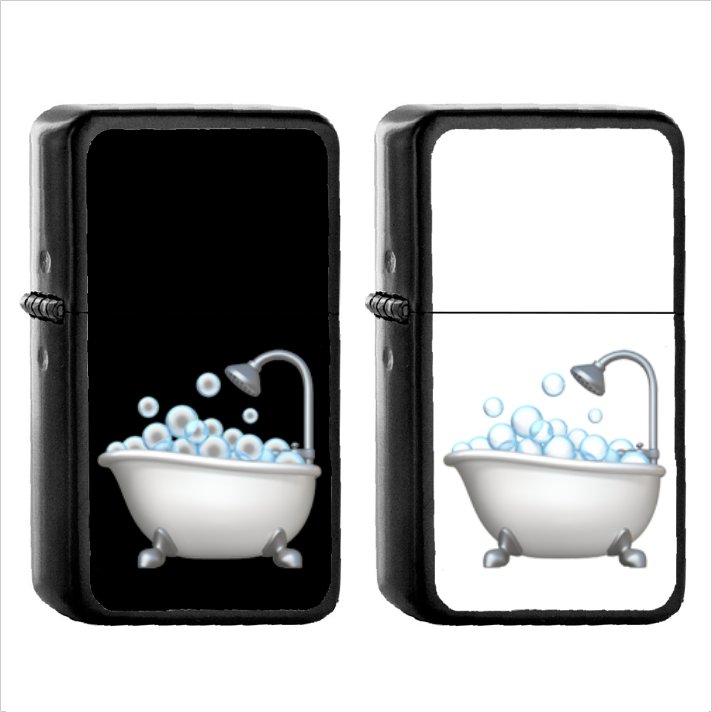 1094 Bathtub - (1pcs) Oil Windproof Black Emoji Emoticon Lighters