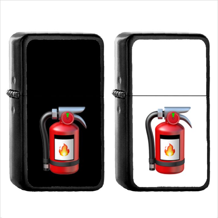 1102 Fire Extinguisher - (1pcs) Oil Windproof Black Emoji Emoticon Lighters