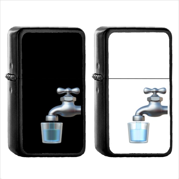 1107 Potable Water Symbol - (1pcs) Oil Windproof Black Emoji Emoticon Lighters
