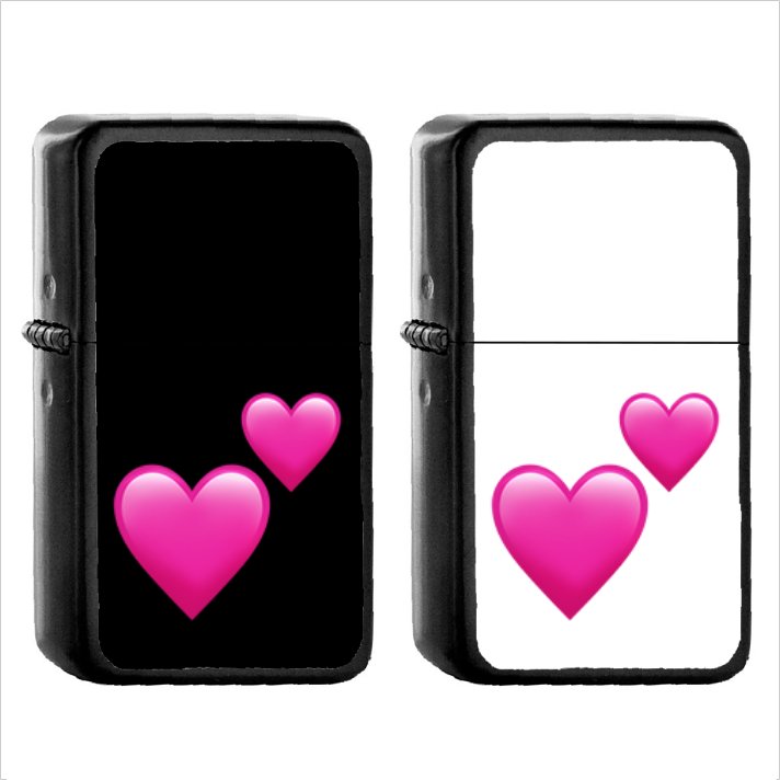 1114 Two Hearts - (1pcs) Oil Windproof Black Emoji Emoticon Lighters