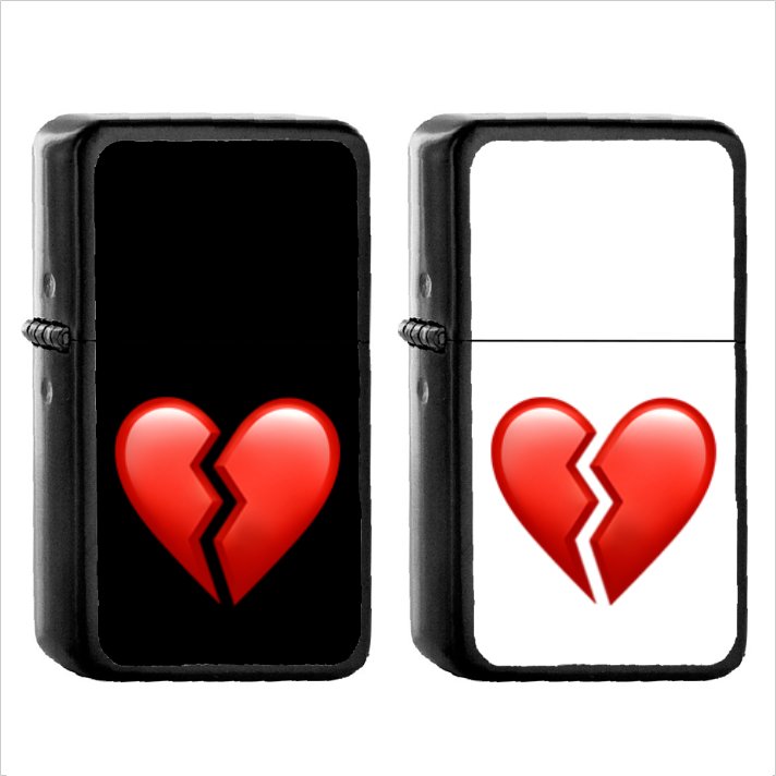 1117 Broken Heart - (1pcs) Oil Windproof Black Emoji Emoticon Lighters