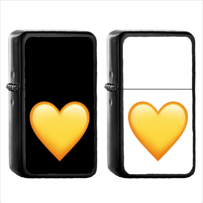1120 Yellow Heart - (1pcs) Oil Windproof Black Emoji Emoticon Lighters