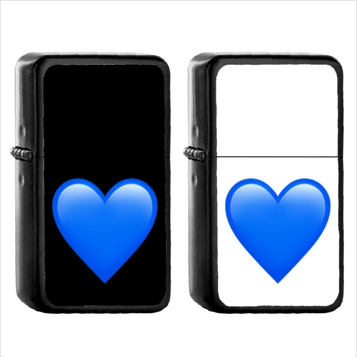 1122 Blue Heart - (1pcs) Oil Windproof Black Emoji Emoticon Lighters