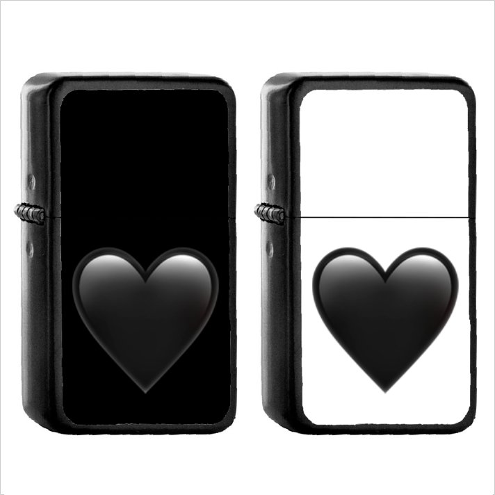 1124 Black Heart - (1pcs) Oil Windproof Black Emoji Emoticon Lighters