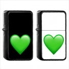 1121 Green Heart - (1pcs) Oil Windproof Black Emoji Emoticon Lighters