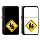 1189 Children Crossing - (1pcs) Oil Windproof Black Emoji Emoticon Lighters