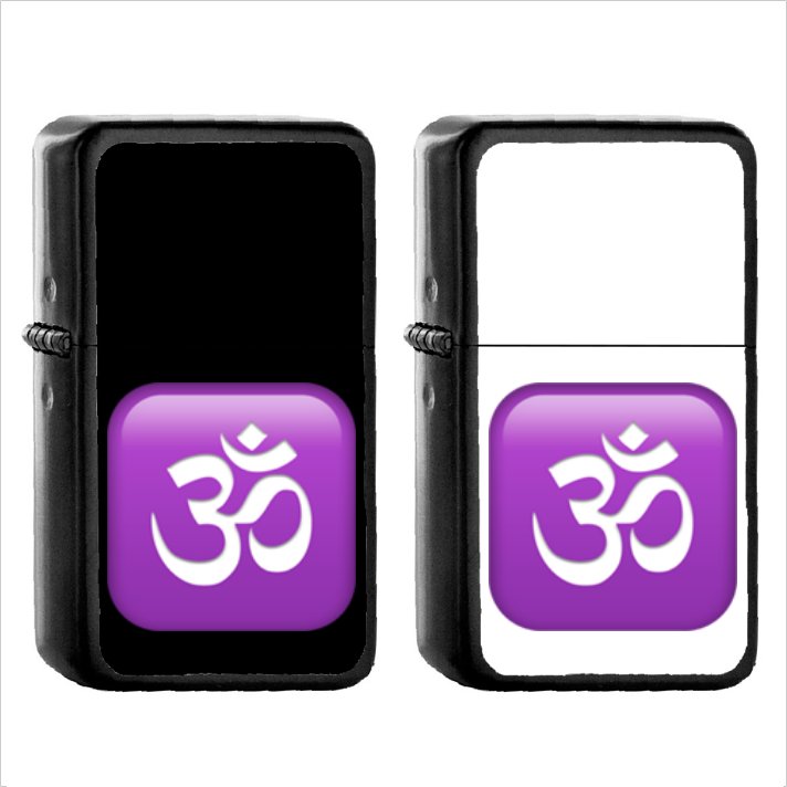 1223 Om Symbol - (1pcs) Oil Windproof Black Emoji Emoticon Lighters