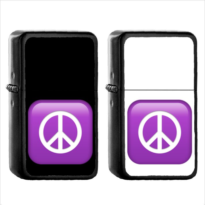 1230 Peace Symbol - (1pcs) Oil Windproof Black Emoji Emoticon Lighters