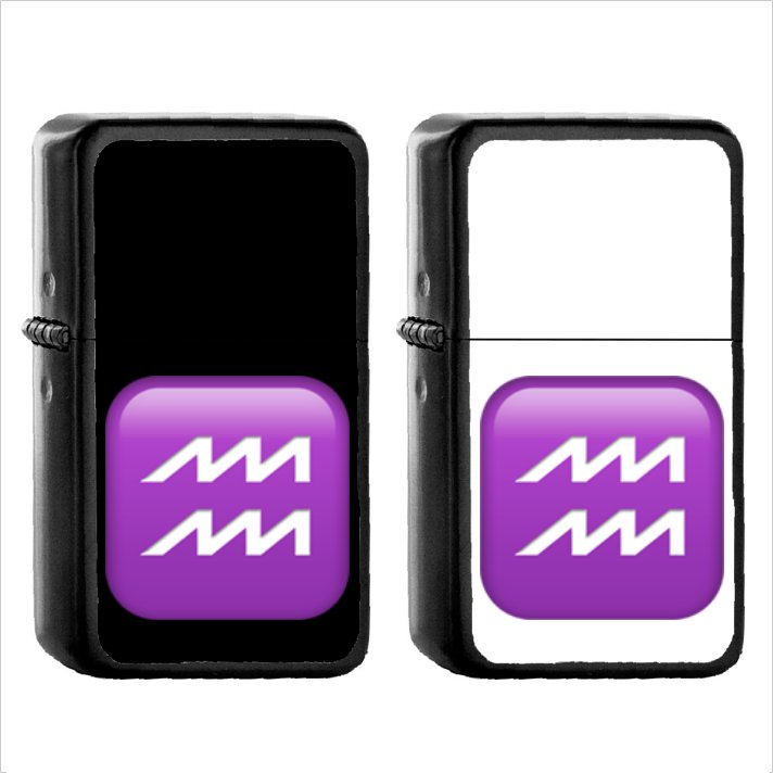 1243 Aquarius - (1pcs) Oil Windproof Black Emoji Emoticon Lighters