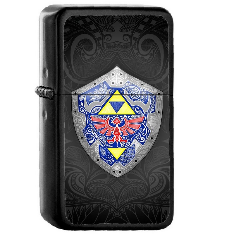 54 Legend of Zelda Link Shield Doodle - Oil Windproof Flip Top Black Lighters Briquet Encendedor