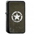 Vintage Look Us Army White Star Emblem - Oil Windproof Flip Top Black Lighters Briquet Encendedor