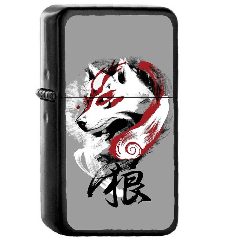 Wolf - Oil Windproof Flip Top Black Lighters Briquet Encendedor 1