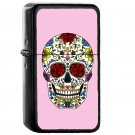 Sugar Skull Pink Theme - Oil Windproof Flip Top Black Lighters