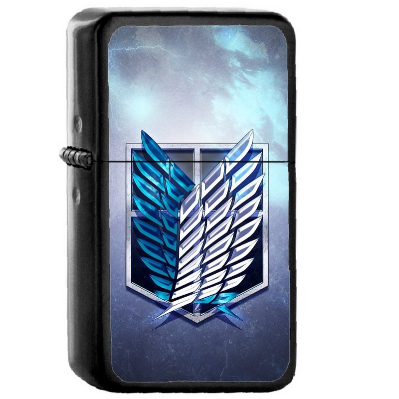 Survey Corps AoT Attack on Titan Anime Japanese Blue Theme - Oil Windproof Flip Top Black Lighter
