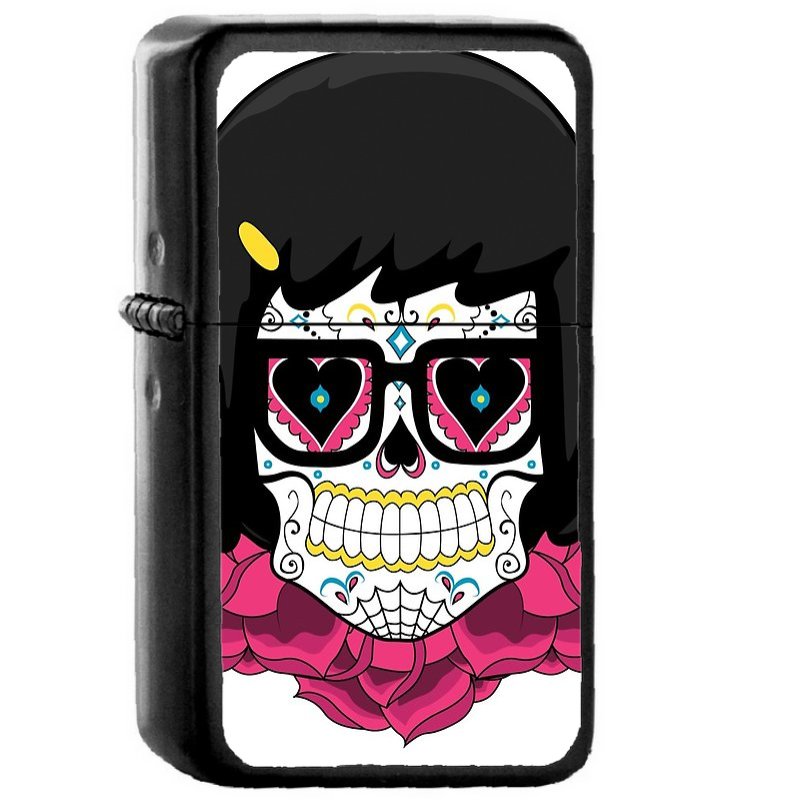 Sugar Skull Tina - Oil Windproof Flip Top Black Lighters Briquet Encendedor