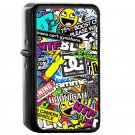 Stickerbomb Apparal Jdm Eurostyle - Oil Windproof Flip Top Black Lighters Briquet Encendedor