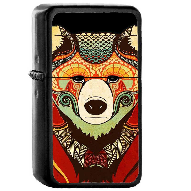The Bear - Oil Windproof Flip Top Black Lighters Briquet Encendedor 1