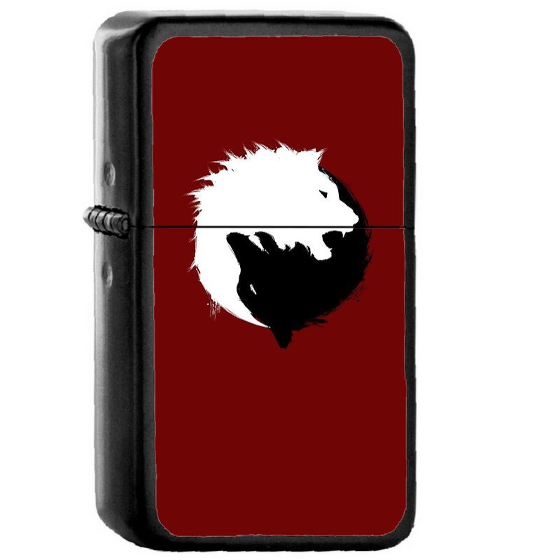The Wolf And The Lion YingYang YinYang - Oil Windproof Flip Top Black Lighters