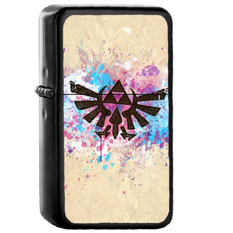 Triforce Emblem Splash - Oil Windproof Flip Top Black Lighters Briquet Encendedor