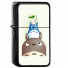 Totoro With His Friends Japanese Anime - Oil Windproof Flip Top Black Lighters Briquet Encendedor