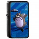 Totoro On His Toupie Japanese Anime - Oil Windproof Flip Top Black Lighters Briquet Encendedor
