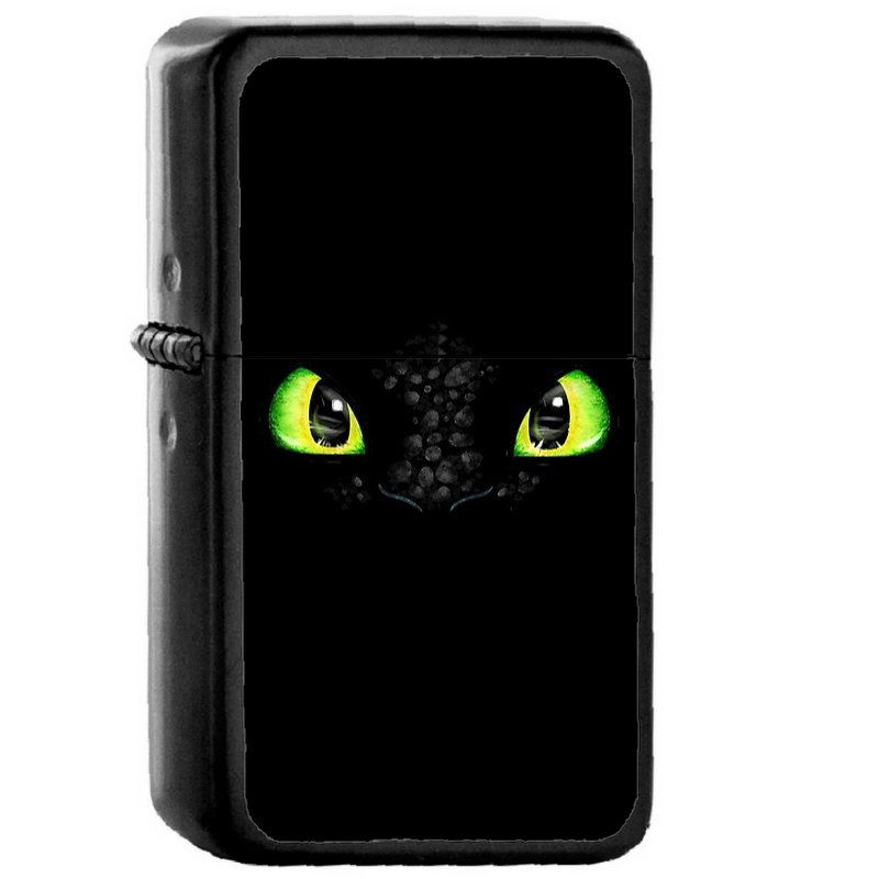 Toothless - Oil Windproof Flip Top Black Lighters Briquet Encendedor