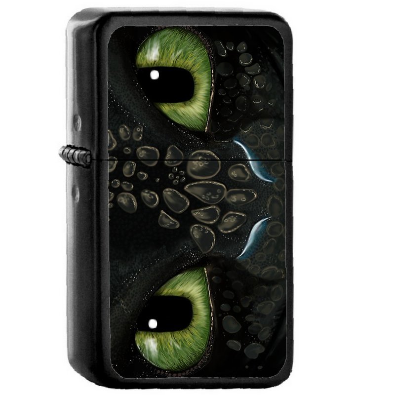 Toothless - Oil Windproof Flip Top Black Lighters Briquet Encendedor
