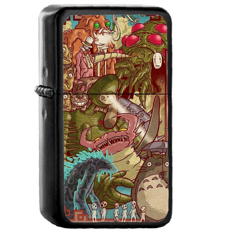 Myazakis Monsters - Oil Windproof Flip Top Black Lighters Briquet Encendedor