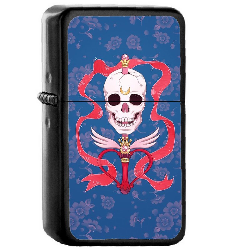 Moon Skull - Oil Windproof Flip Top Black Lighters Briquet Encendedor