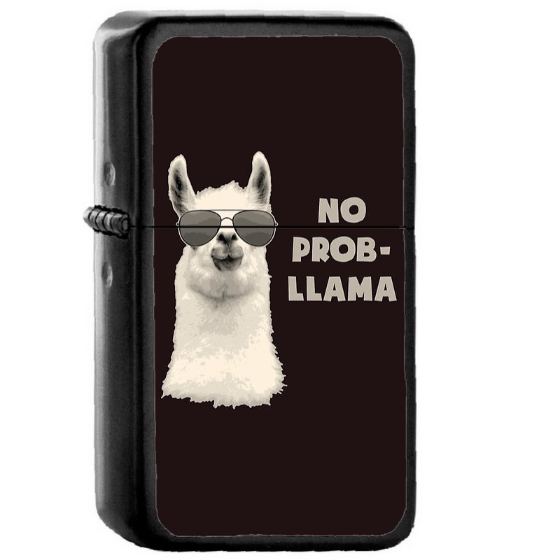 No Problem Llama - Oil Windproof Flip Top Black Lighters Briquet Encendedor