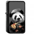 Panda Loves Pizza - Oil Windproof Flip Top Black Lighters Briquet Encendedor