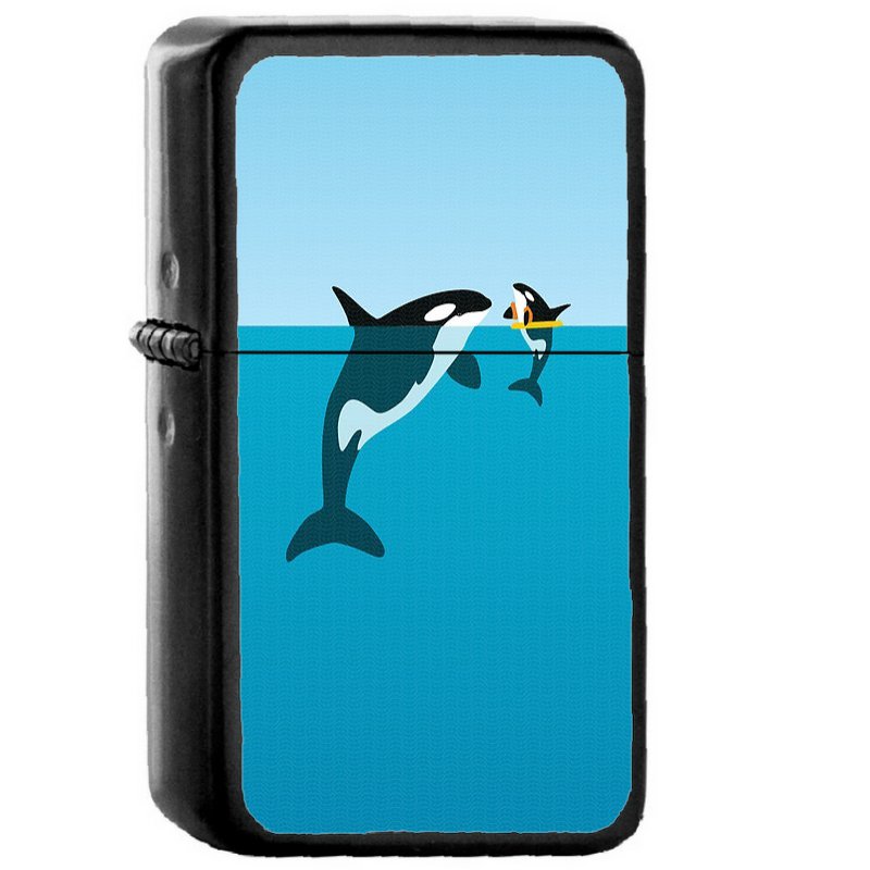 Orca - Oil Windproof Flip Top Black Lighters Briquet Encendedor