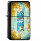 One Piece World Map Japanese Manga - Oil Windproof Flip Top Black Lighters Briquet Encendedor