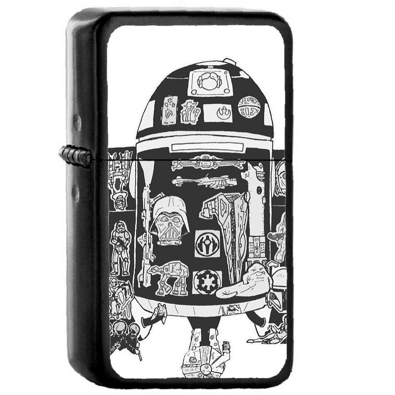 R2 D2 Star Wars - Oil Windproof Flip Top Black Lighters Briquet Encendedor