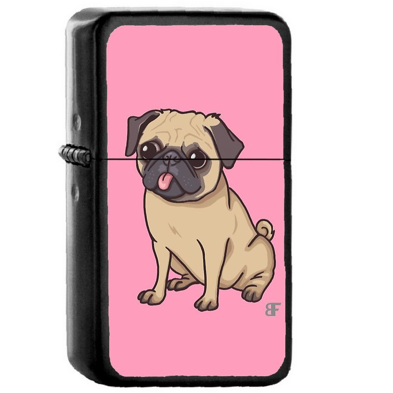 Pug Pink - Oil Windproof Flip Top Black Lighters Briquet Encendedor