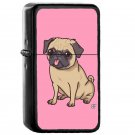 Pug Pink - Oil Windproof Flip Top Black Lighters Briquet Encendedor