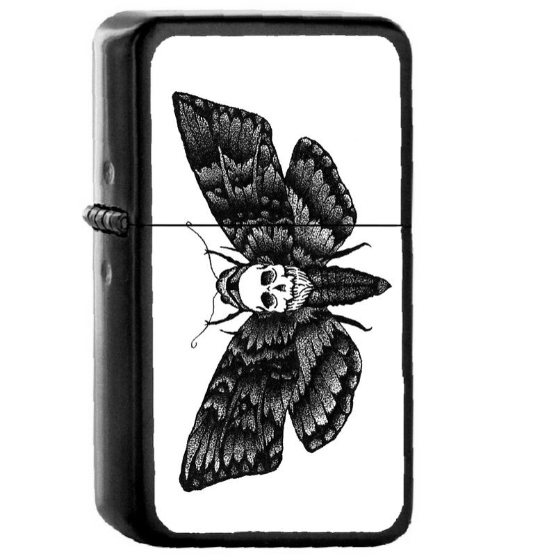 Resonating Powder Moth - Oil Windproof Flip Top Black Lighters Briquet Encendedor