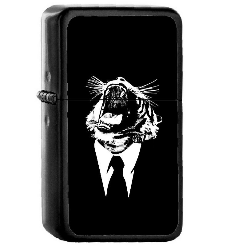 Reservoir Tiger Black Tee Edition - Oil Windproof Flip Top Black Lighters Briquet Encendedor