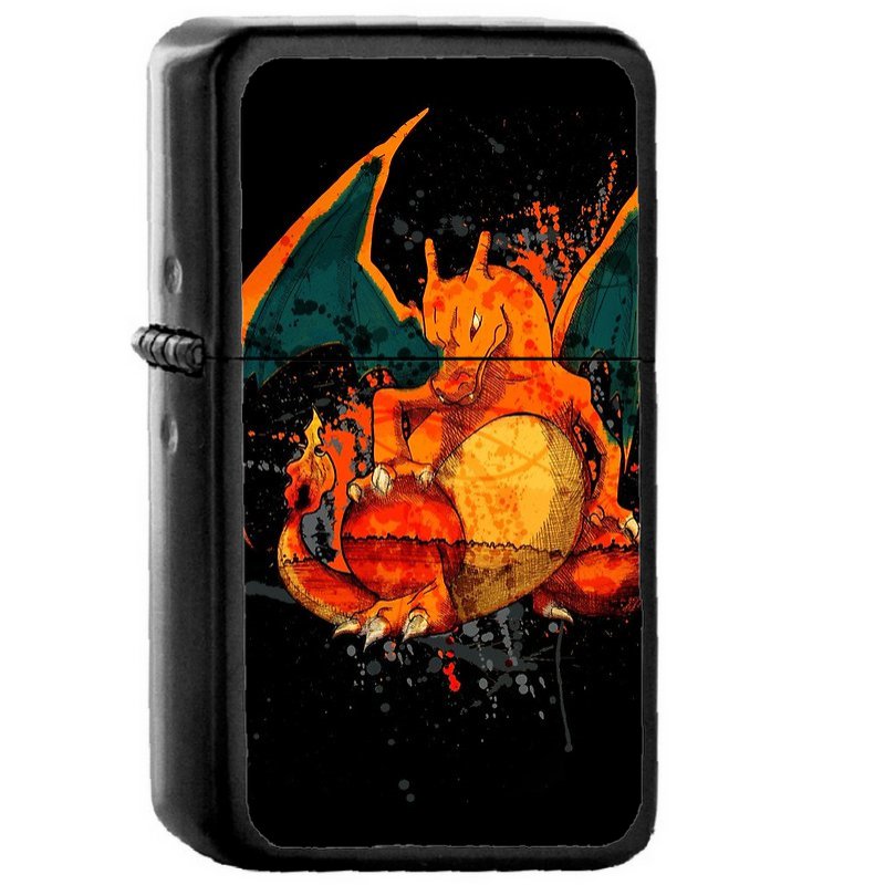 Pokemon Charizard Splatter - Oil Windproof Flip Top Black Lighters Briquet Encendedor