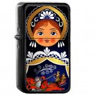 Babushka Matryoshka Russian Doll - Oil Windproof Flip Top Black Lighters Briquet Encendedor