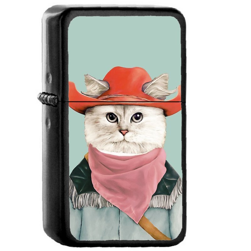 Rodeo Cat - Oil Windproof Flip Top Black Lighters Briquet Encendedor