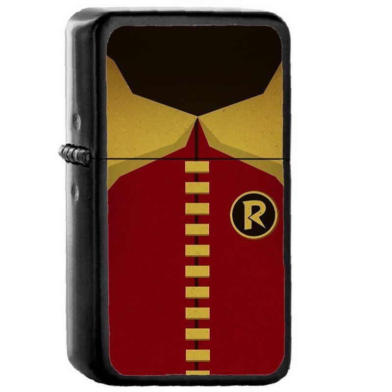 Robin - Oil Windproof Flip Top Black Lighters Briquet Encendedor