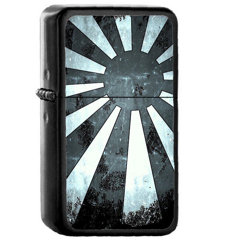 Rising Sun - Oil Windproof Flip Top Black Lighters Briquet Encendedor