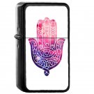 Pink And Purple Hamsa - Oil Windproof Flip Top Black Lighters Briquet Encendedor