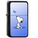 Snoopy And Butterfly character of Peanuts - Oil Windproof Flip Top Black Lighters Briquet Encendedor